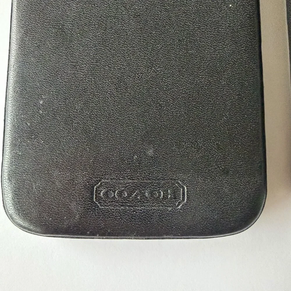 Coach Black Leather 2-Piece Slide Structured Business Card Holder Case Wallet